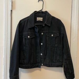 Madewell Boxy-Crop Black Denim Jacket